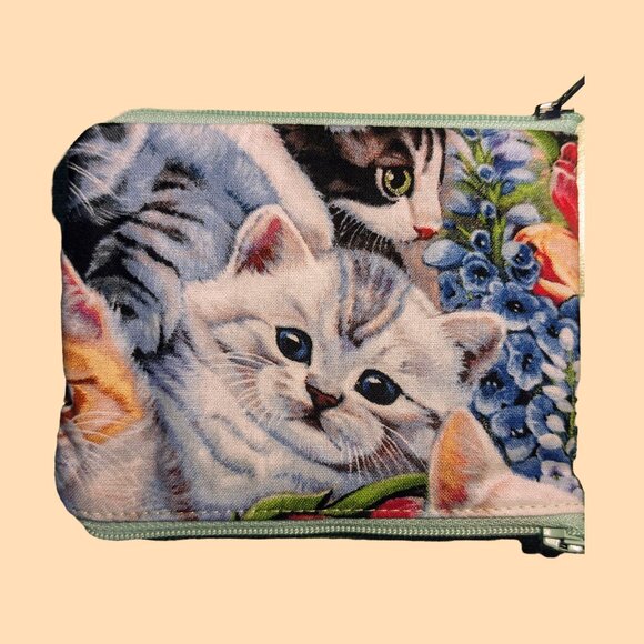 Handmade Accessories - Small Kitten Pouch with Double Zipper